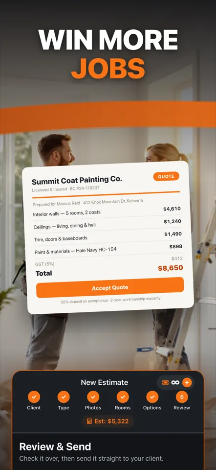 PaintQuote Pro iOS app — win more painting jobs with a branded quote created on site