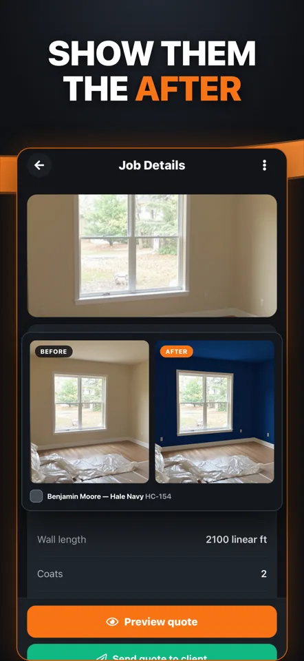 AI colour visualization — show clients the room repainted before the job starts